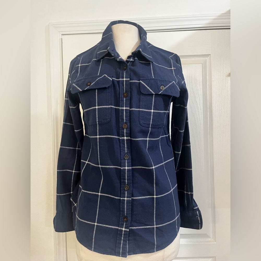 Patagonia Dark Blue Plaid Shirt Sz S
